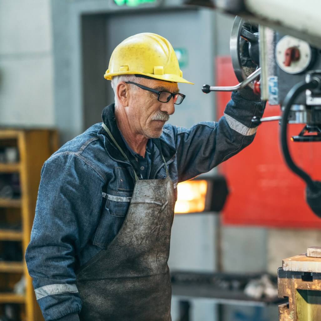 man operating machinery